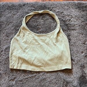 SHEIN Yellow Sleeveless Fitted Crop Tank Top